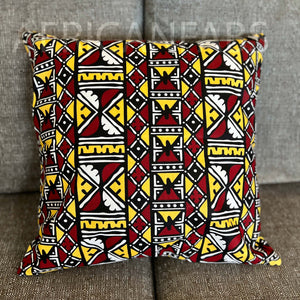 Housse d'oreiller africaine | Marron / Jaune Bogolan - Oreiller décoratif 45x45cm - 100% coton