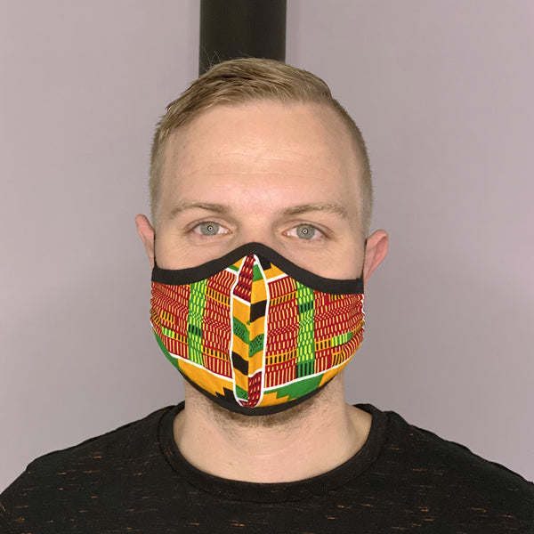Imprimé africain Masque buccal / Masque facial en 100% coton - Unisexe - Kente