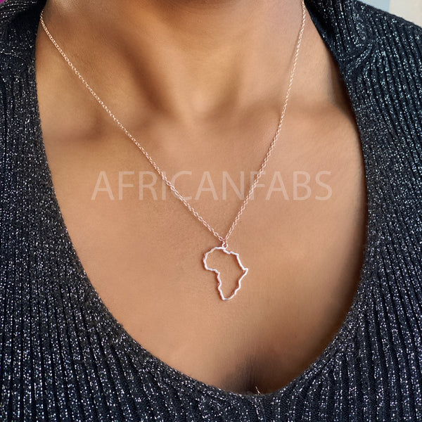 Collier / pendentif - continent africain - Or rose