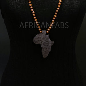 Collier de perles en bois / collier / pendentif - continent africain - Marron