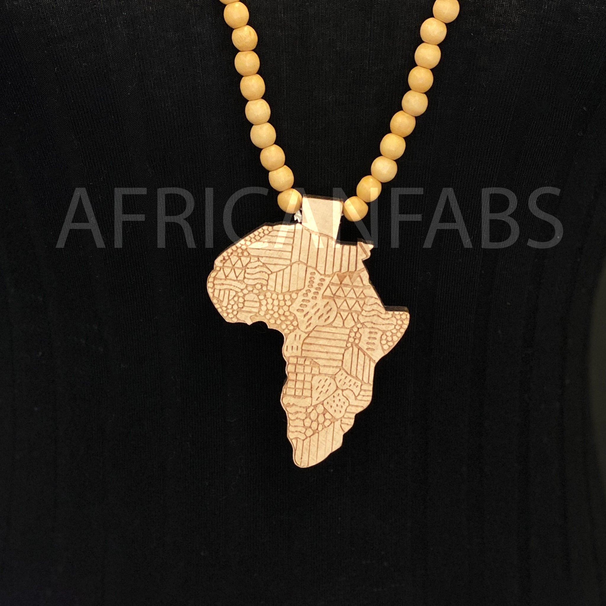 Collier de perles en bois / collier / pendentif - continent africain - Crème