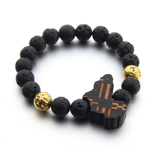 Bracelet africain - Bracelet de perles de pierre - Continent africain - Noir