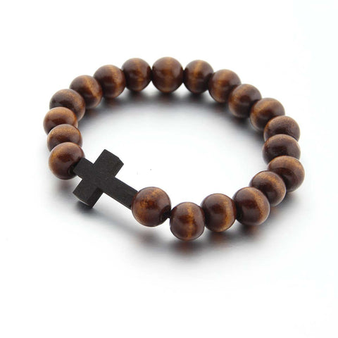 Bracelet africain - Bracelet en perles de bois - Croix - Marron