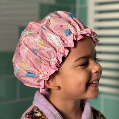 Bonnet de douche pour enfants (réutilisable) - Unicorn Rose