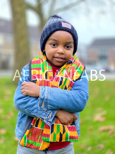 Imprimé africain Echarpes d'hiver pour enfants Unisex - Jaune / Vert Kente