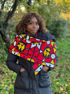 Imprimé africain Echarpes d'hiver pour adultes Unisex - Rouge Samakaka