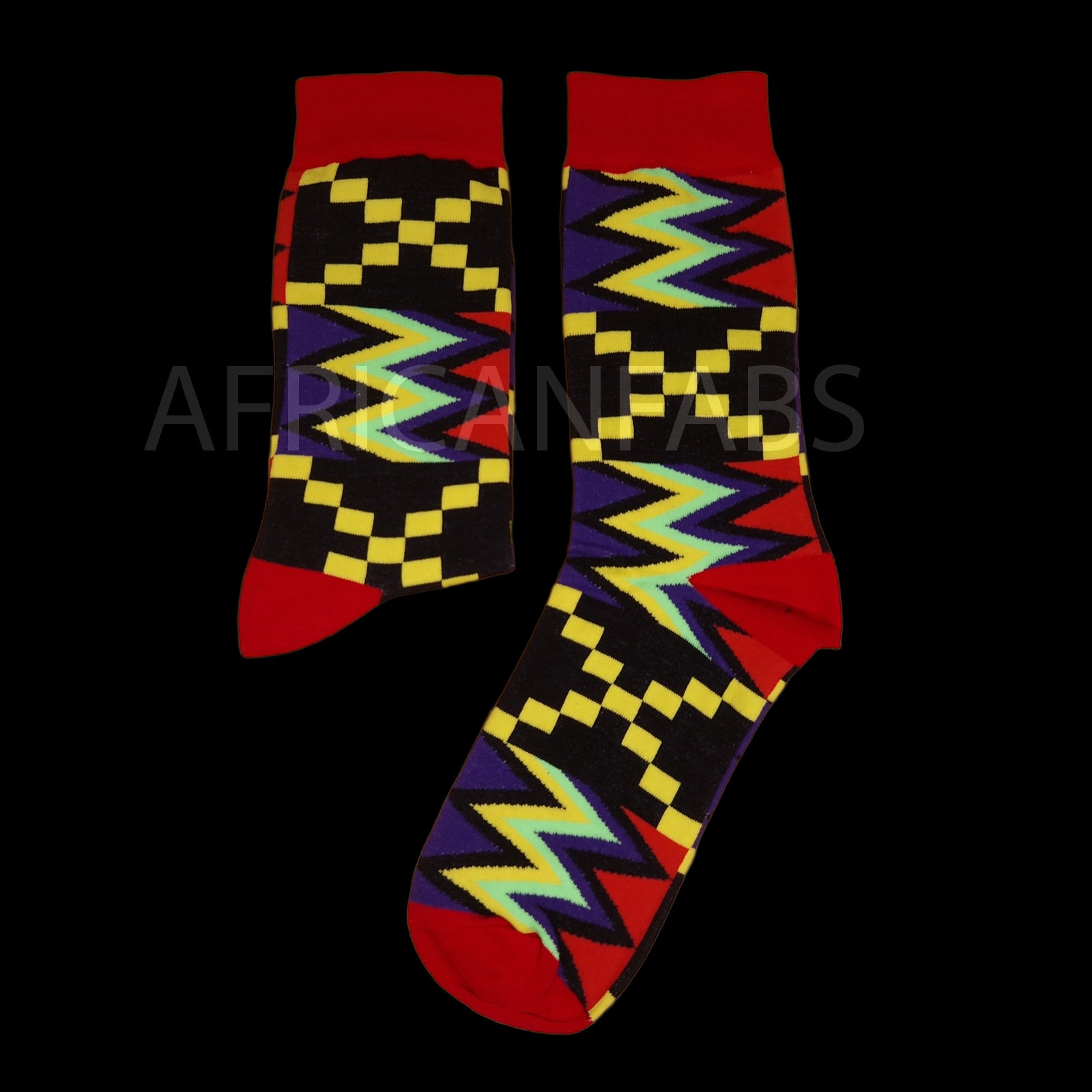 Chaussettes africaines / chaussettes afro / chaussettes kente - Noir / Violet / Rouge