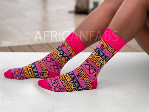 Chaussettes africaines / chaussettes afro / chaussettes Mud - Rose