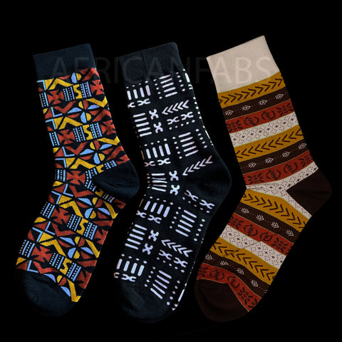 Chaussettes africaines / chaussettes afro - Lot de 3 paires