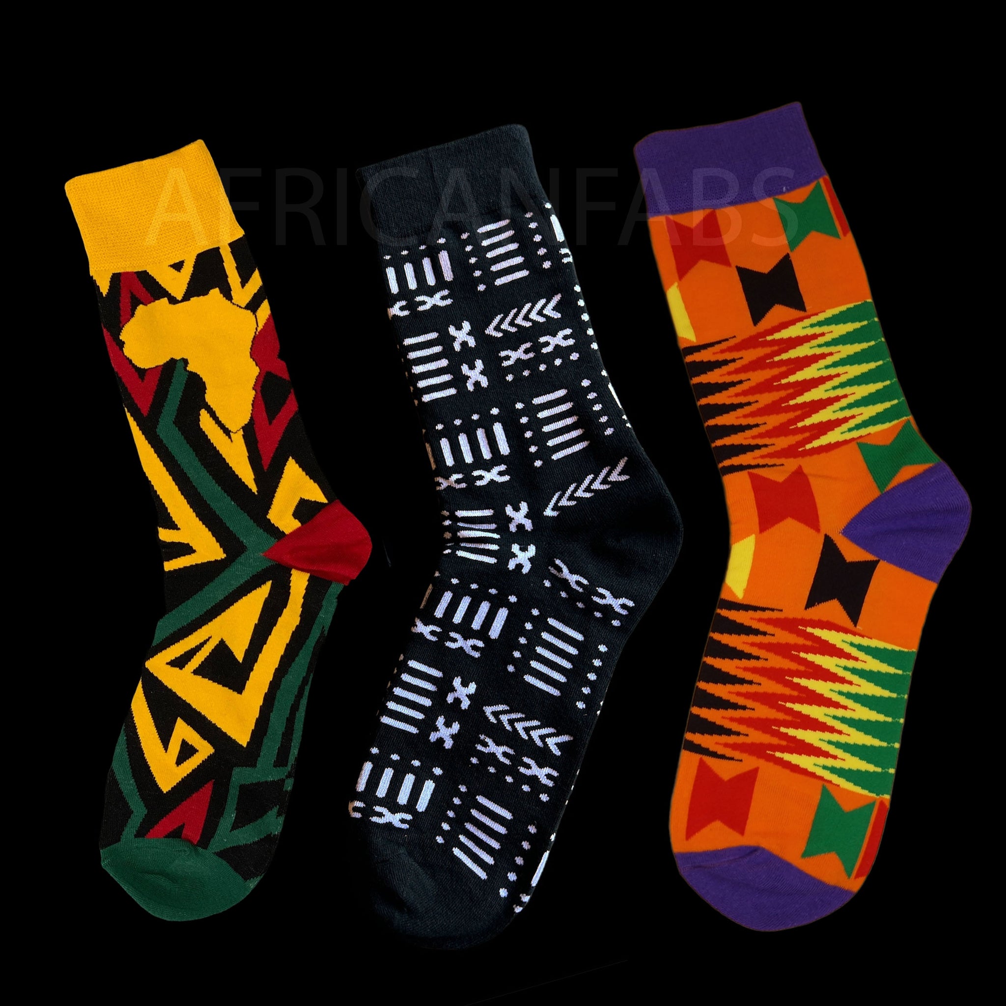 Chaussettes africaines / chaussettes afro - Lot de 3 paires