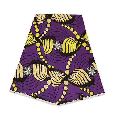 Tissu africain / tissu Super wax - Violet jaune motion