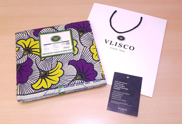 Tissu VLISCO Wax Hollandais - Violet Fleurs De Mariage