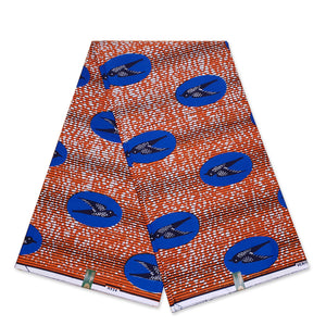 Tissu VLISCO Wax Hollandais - Bleu / Orange Speedbird LIMITED EDITION