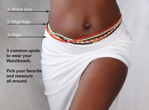 Waist Beads / Chaine de taille africaine - EGHE - Vert / Blanc (élastique)