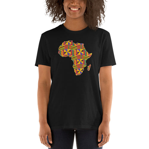 T-shirt Unisexe - Continent africain en imprimé kente D001 (Multicolores)