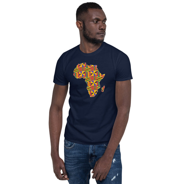 T-shirt Unisexe - Continent africain en imprimé kente D001 (Multicolores)