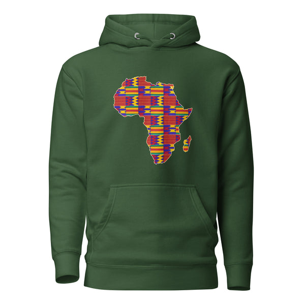 Sweat à capuche - Unisexe - Continent africain en imprimé Kente rouge D002 (Sweat à capuche en plusieurs couleurs)