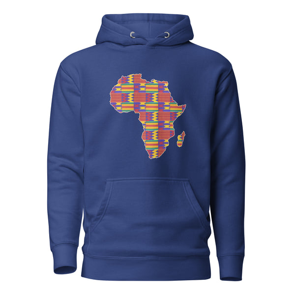 Sweat à capuche - Unisexe - Continent africain en imprimé Kente rouge D002 (Sweat à capuche en plusieurs couleurs)